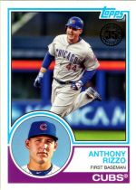 1983 Topps insert
#83-54 Anthony Rizzo 2018 Topps, 1983 Topps insert #83-54 Anthony Rizzo