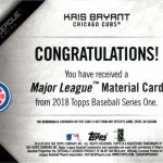 Major League Materials
back of #MLB-KB Kris Bryant 2018, Major League Materials back of #MLB-KB Kris Bryant