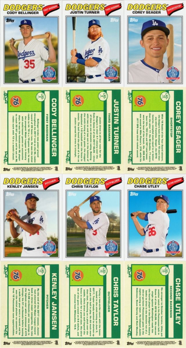 2018 Dodgers 60th Anniversary Cards #LAD 8-LAD14 2018 Dodgers 60th Anniversary Cards #LAD 8-LAD14